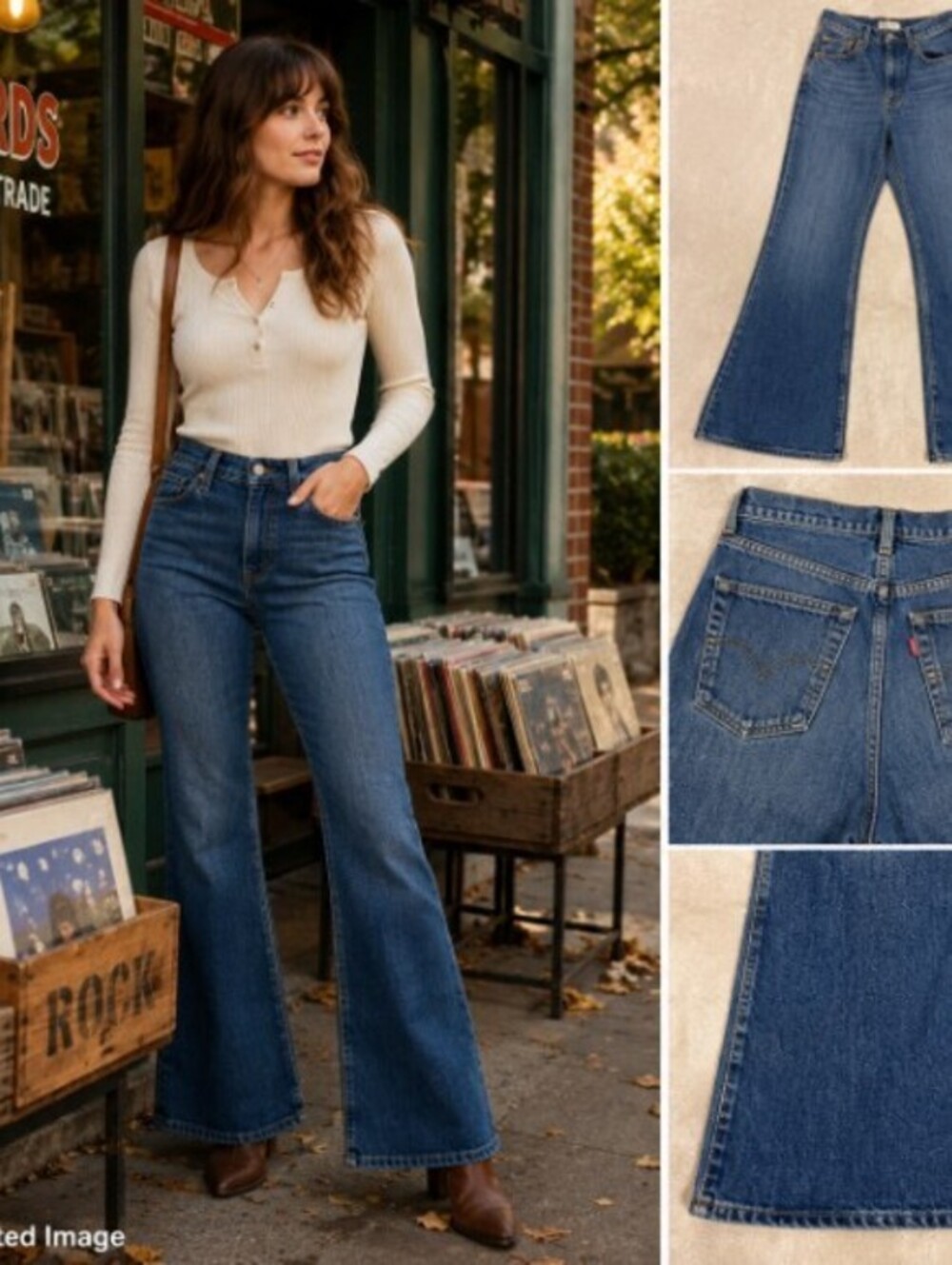 Levi's Premium Ribcage Bell Jeans Women's 27 High Rise Flare Wide Leg